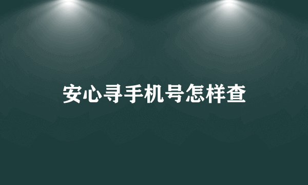 安心寻手机号怎样查