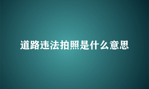 道路违法拍照是什么意思