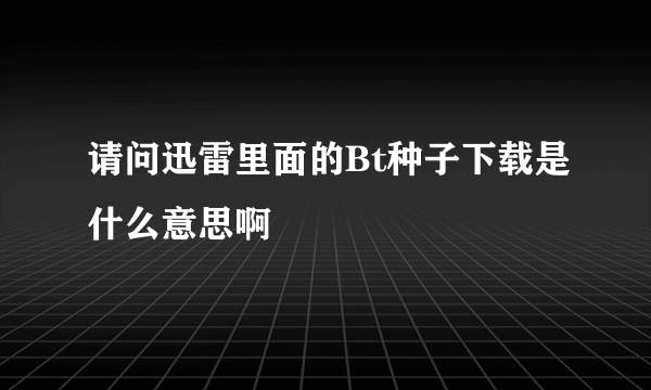 请问迅雷里面的Bt种子下载是什么意思啊