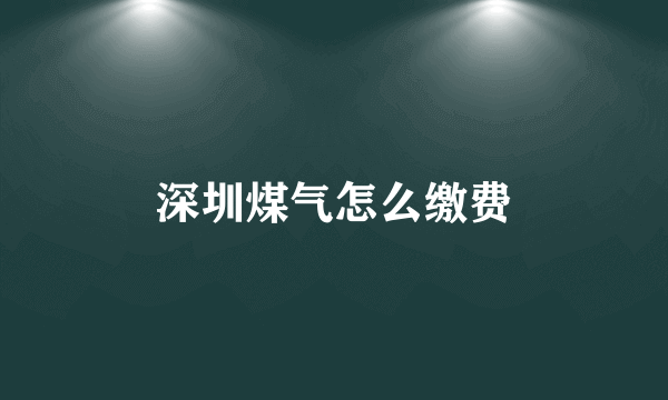 深圳煤气怎么缴费