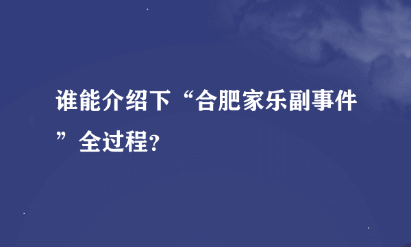 谁能介绍下“合肥家乐副事件”全过程？