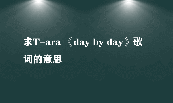 求T-ara 《day by day》歌词的意思