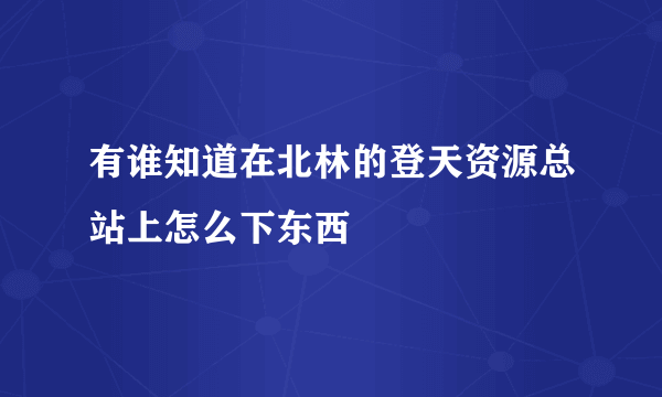 有谁知道在北林的登天资源总站上怎么下东西