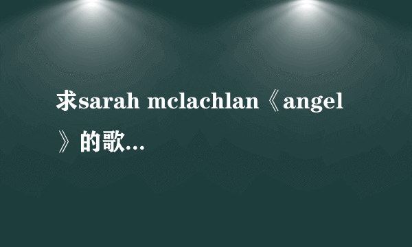 求sarah mclachlan《angel》的歌词中文翻译。