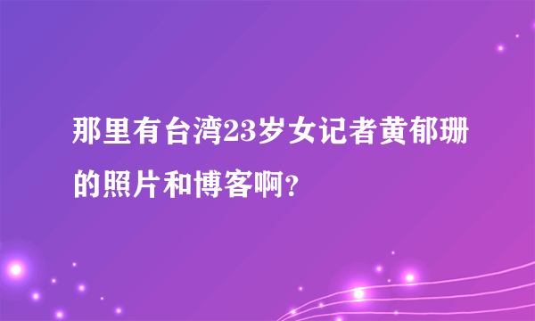 那里有台湾23岁女记者黄郁珊的照片和博客啊？