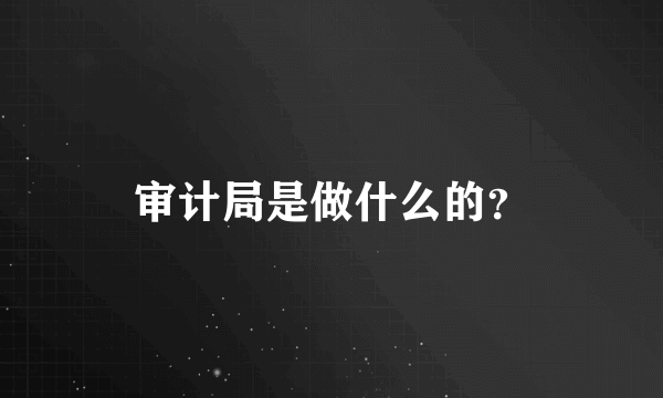 审计局是做什么的？