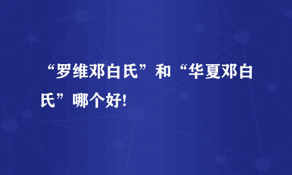 “罗维邓白氏”和“华夏邓白氏”哪个好!