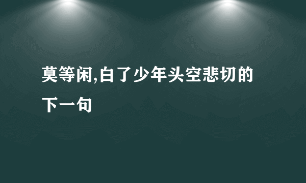 莫等闲,白了少年头空悲切的下一句