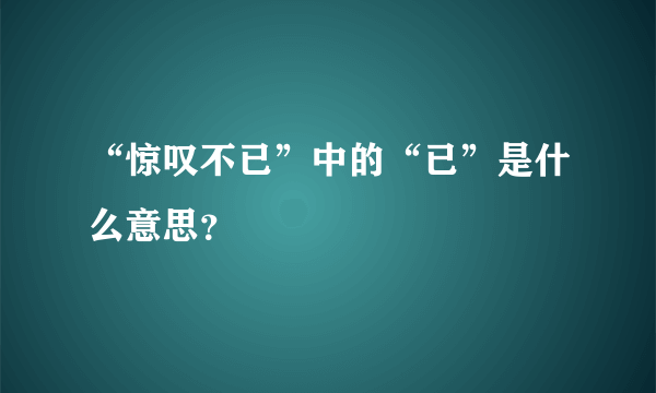 “惊叹不已”中的“已”是什么意思？