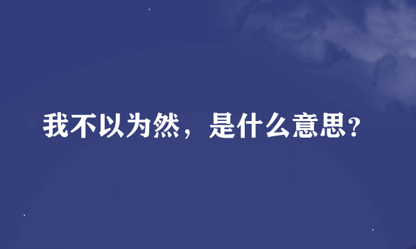 我不以为然，是什么意思？