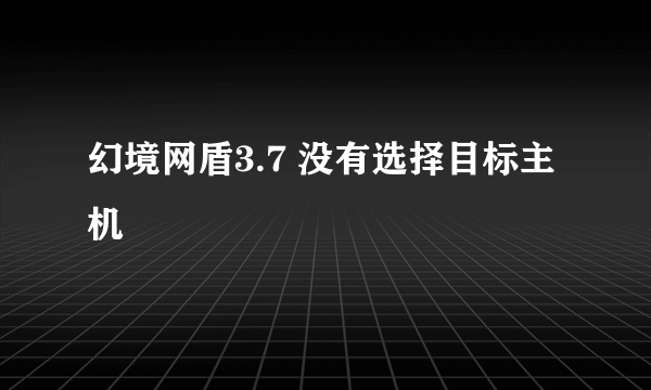 幻境网盾3.7 没有选择目标主机