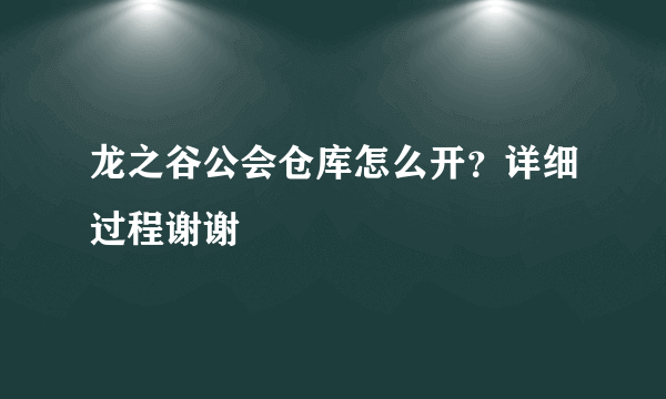 龙之谷公会仓库怎么开？详细过程谢谢