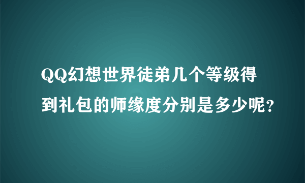 QQ幻想世界徒弟几个等级得到礼包的师缘度分别是多少呢？