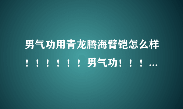 男气功用青龙腾海臂铠怎么样！！！！！！男气功！！！！求大神