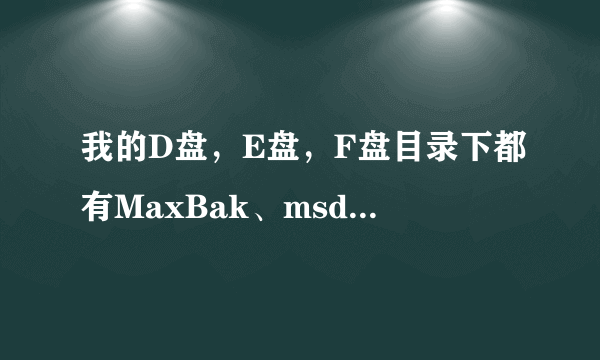 我的D盘，E盘，F盘目录下都有MaxBak、msdownld.tmp、Recycled、System Volume Information目录