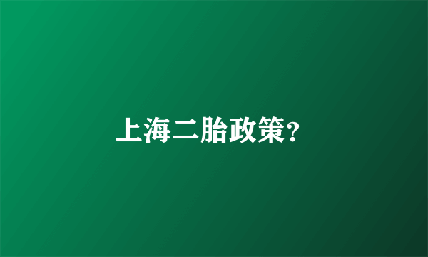 上海二胎政策？