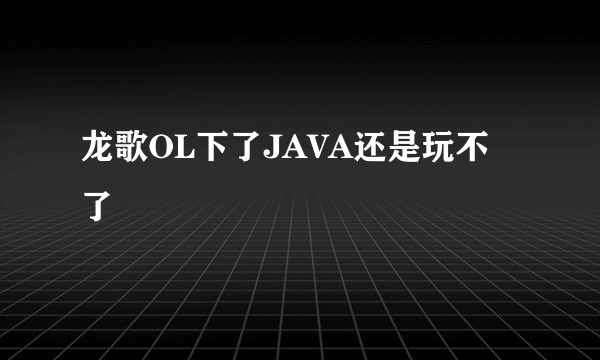 龙歌OL下了JAVA还是玩不了