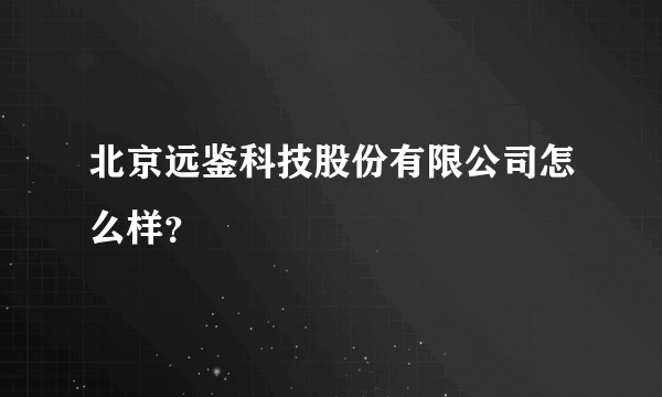 北京远鉴科技股份有限公司怎么样？