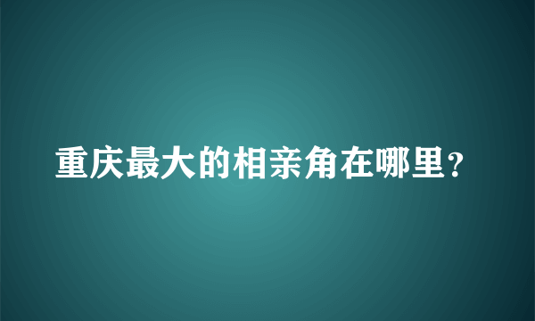 重庆最大的相亲角在哪里？