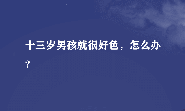 十三岁男孩就很好色，怎么办？