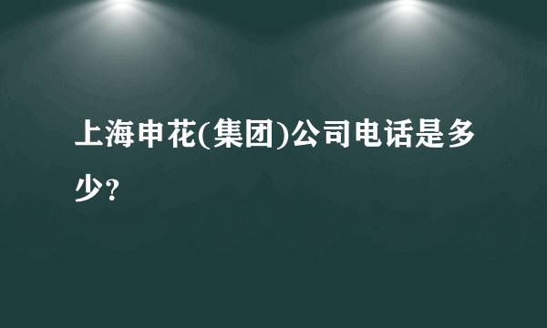 上海申花(集团)公司电话是多少？