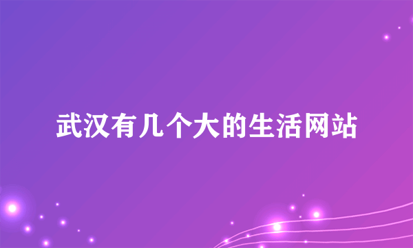 武汉有几个大的生活网站