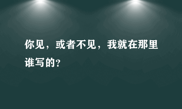 你见，或者不见，我就在那里谁写的？