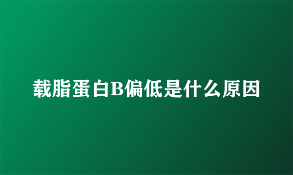 载脂蛋白B偏低是什么原因