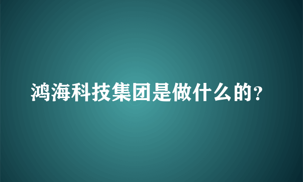 鸿海科技集团是做什么的？