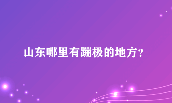 山东哪里有蹦极的地方？