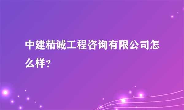 中建精诚工程咨询有限公司怎么样？