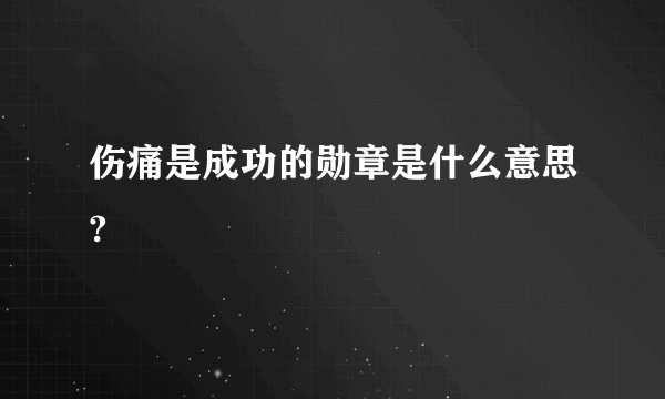 伤痛是成功的勋章是什么意思?