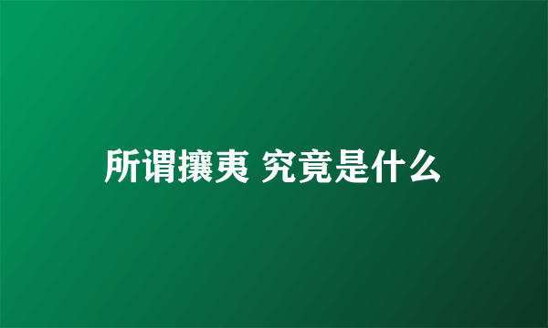 所谓攘夷 究竟是什么