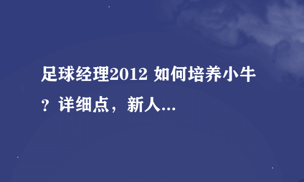 足球经理2012 如何培养小牛？详细点，新人...