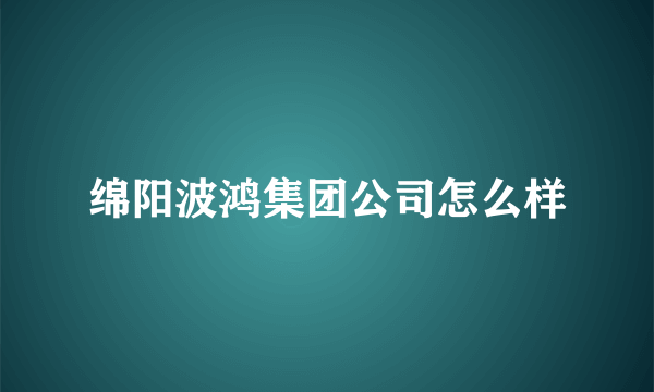 绵阳波鸿集团公司怎么样