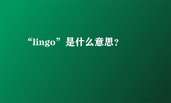 “lingo”是什么意思？