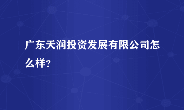 广东天润投资发展有限公司怎么样？