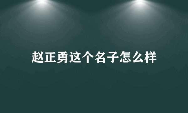 赵正勇这个名子怎么样