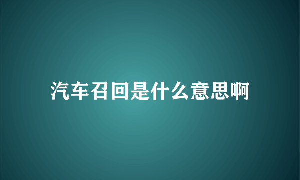 汽车召回是什么意思啊