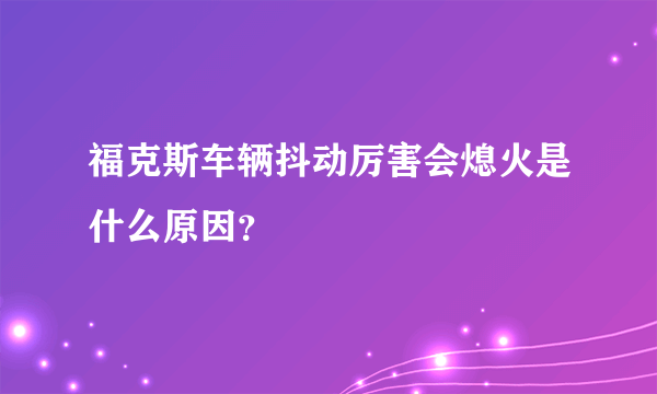 福克斯车辆抖动厉害会熄火是什么原因？