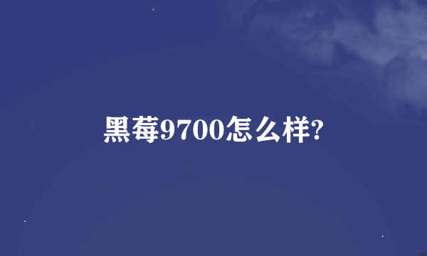 黑莓9700怎么样?