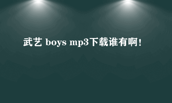 武艺 boys mp3下载谁有啊！