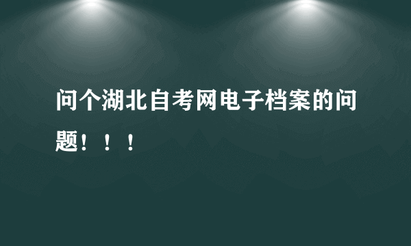 问个湖北自考网电子档案的问题！！！