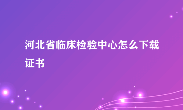 河北省临床检验中心怎么下载证书