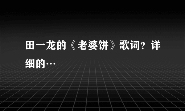 田一龙的《老婆饼》歌词？详细的…