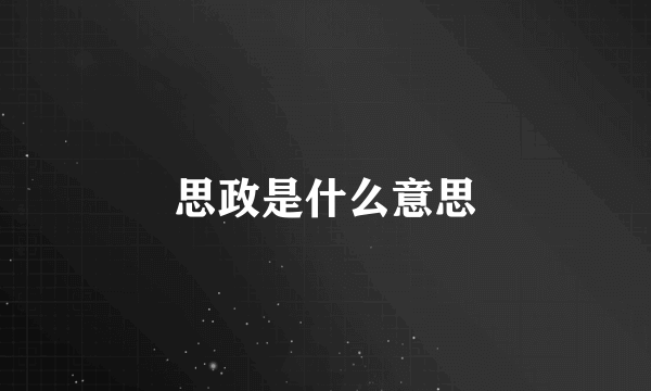 思政是什么意思