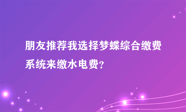 朋友推荐我选择梦蝶综合缴费系统来缴水电费？