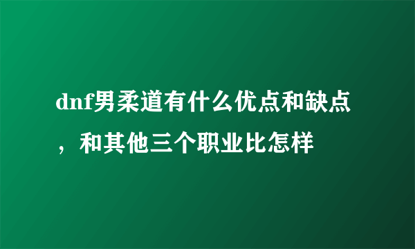 dnf男柔道有什么优点和缺点，和其他三个职业比怎样