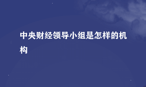 中央财经领导小组是怎样的机构