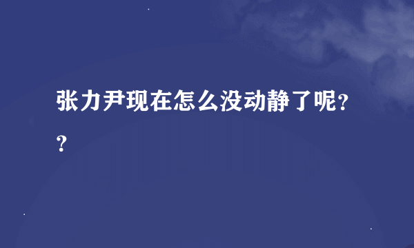 张力尹现在怎么没动静了呢？？